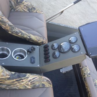 airboat center console with camo seats