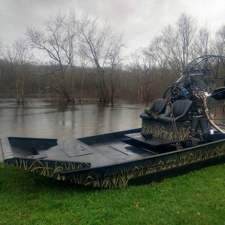 custom air boat with grass