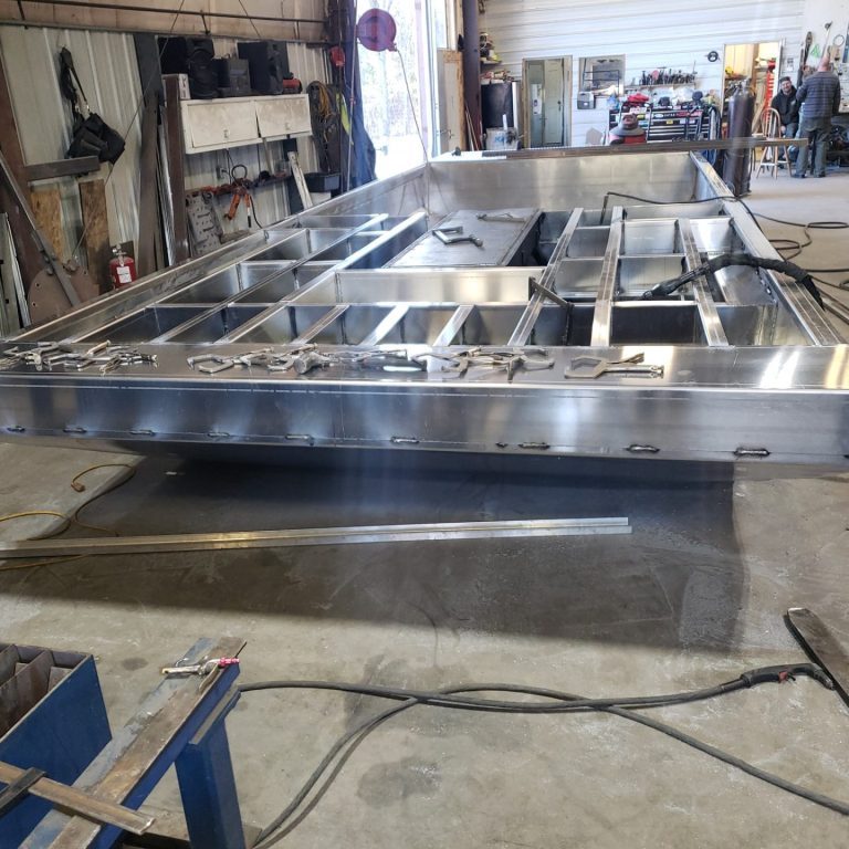 30' barge and work boat for shoreline restoration and dock maintenance